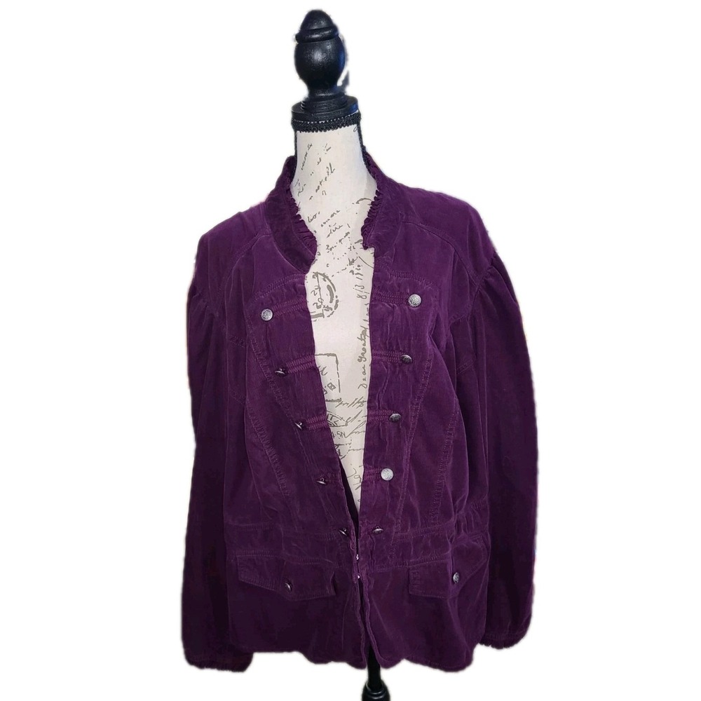 Lane Bryant Purple Corduroy Utility Jacket Womens Size 24 Snap‎ Button Front